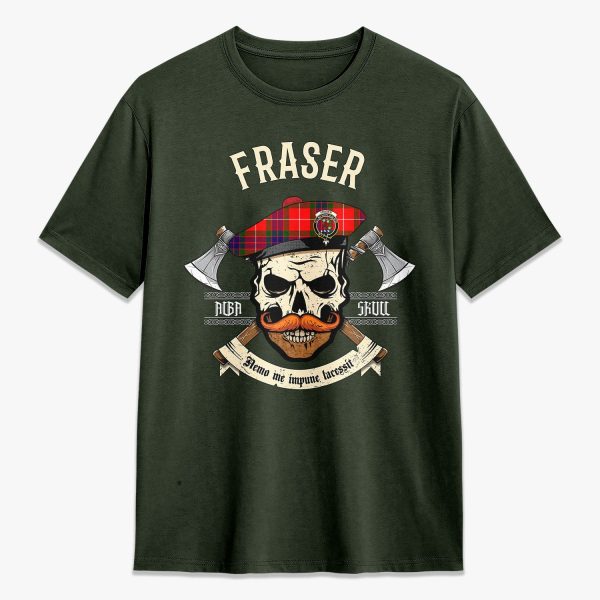 Fraser Tartan Crest 2D T-shirt - Alba Skull Style Online Hot Sale - Image 5