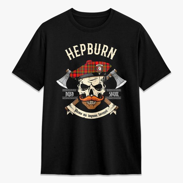 Hepburn Tartan Crest 2D T-shirt - Alba Skull Style Fashion