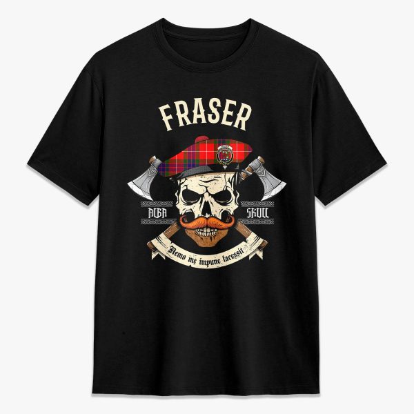 Fraser Tartan Crest 2D T-shirt - Alba Skull Style Online Hot Sale