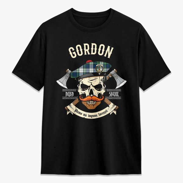 Gordon Dress Ancient Tartan Crest 2D T-shirt - Alba Skull Style Hot on Sale