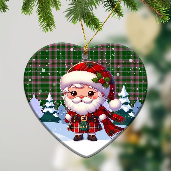 Gray Hunting Tartan Christmas Ceramic Ornament - Santa Claus In Kilt Style Supply - Image 5
