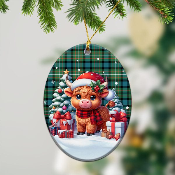 Ferguson Ancient Tartan Christmas Ceramic Ornament - Highland Cow Winter Style Hot on Sale - Image 3