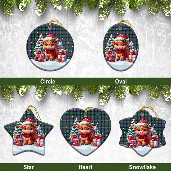 McLennan Ancient Tartan Christmas Ceramic Ornament - Highland Cow Winter Style Online now