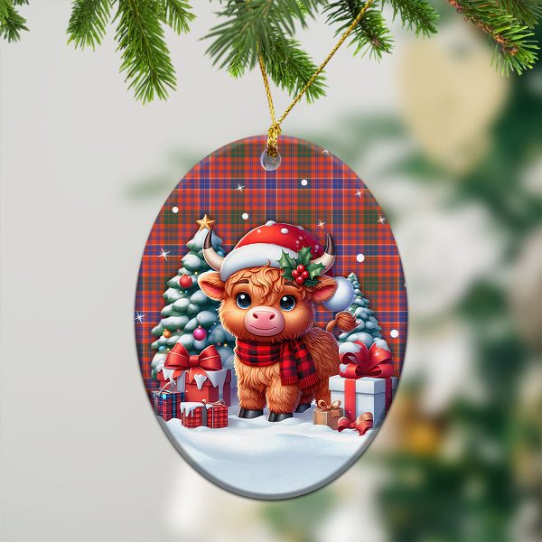 McRae Ancient Tartan Christmas Ceramic Ornament - Highland Cow Winter Style Hot on Sale - Image 3
