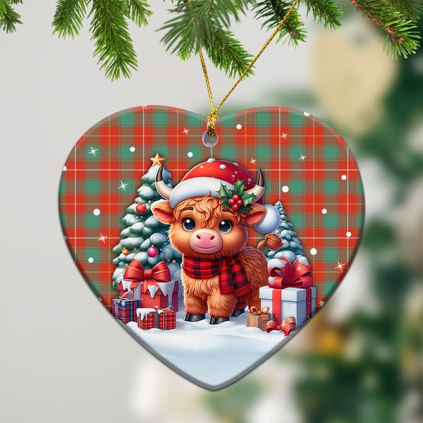 McFie Ancient Tartan Christmas Ceramic Ornament - Highland Cow Winter Style Fashion - Image 5