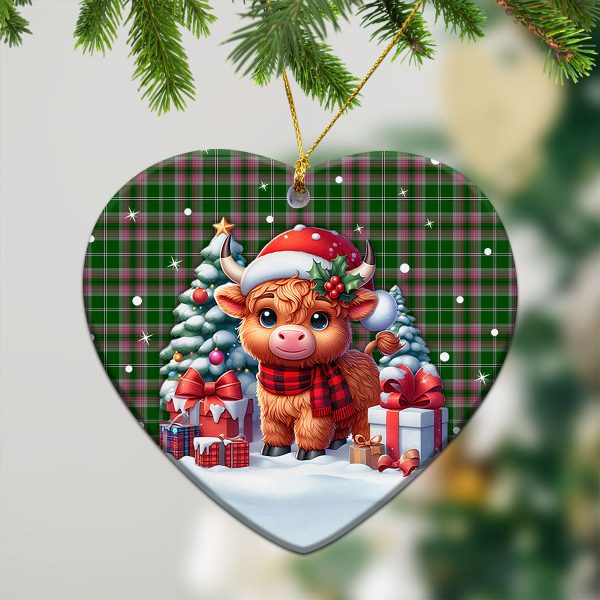 Gray Hunting Tartan Christmas Ceramic Ornament - Highland Cow Winter Style Online Hot Sale - Image 5