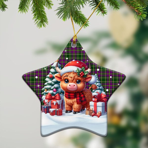 Tailyour (or Taylor) Tartan Christmas Ceramic Ornament - Highland Cow Winter Style Online - Image 4