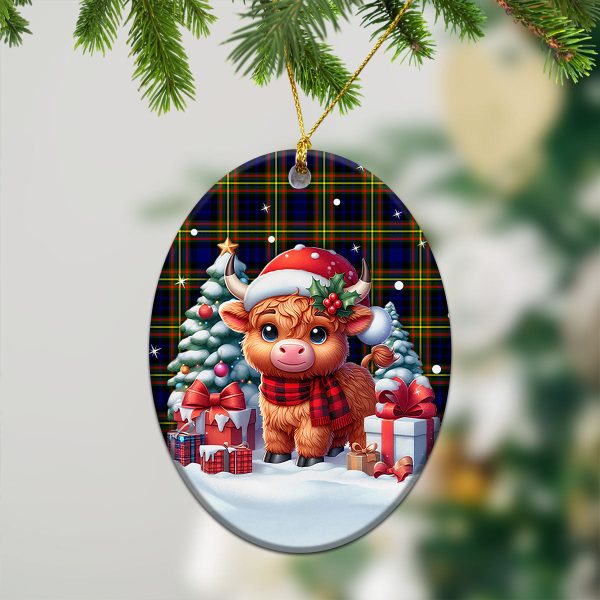 MacLellan Modern Tartan Christmas Ceramic Ornament - Highland Cow Winter Style Discount - Image 3