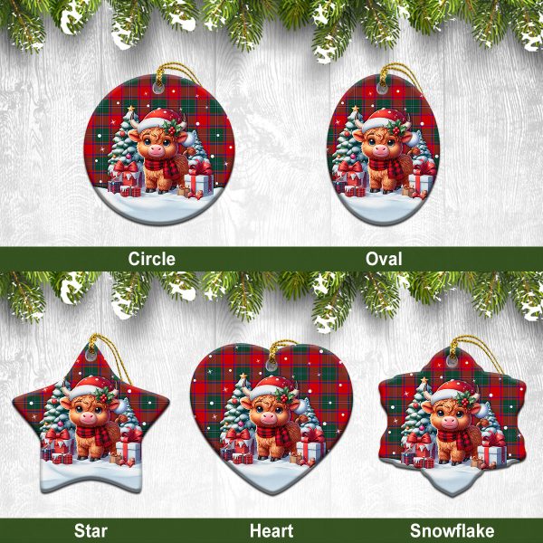 McPhail Clan Tartan Christmas Ceramic Ornament - Highland Cow Winter Style Supply