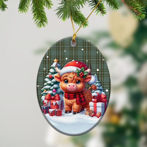 Kelly Dress Tartan Christmas Ceramic Ornament - Highland Cow Winter Style For Sale - Image 3
