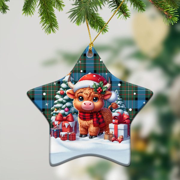 Fergusson Ancient Tartan Christmas Ceramic Ornament - Highland Cow Winter Style Cheap - Image 4