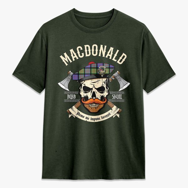 MacDonald Ancient Tartan Crest 2D T-shirt - Alba Skull Style Supply - Image 5