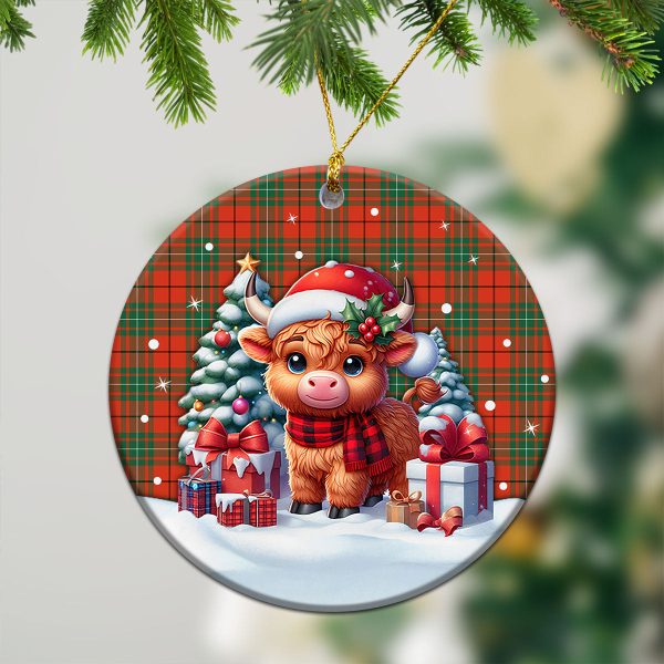 McAulay Ancient Tartan Christmas Ceramic Ornament - Highland Cow Winter Style Online - Image 2