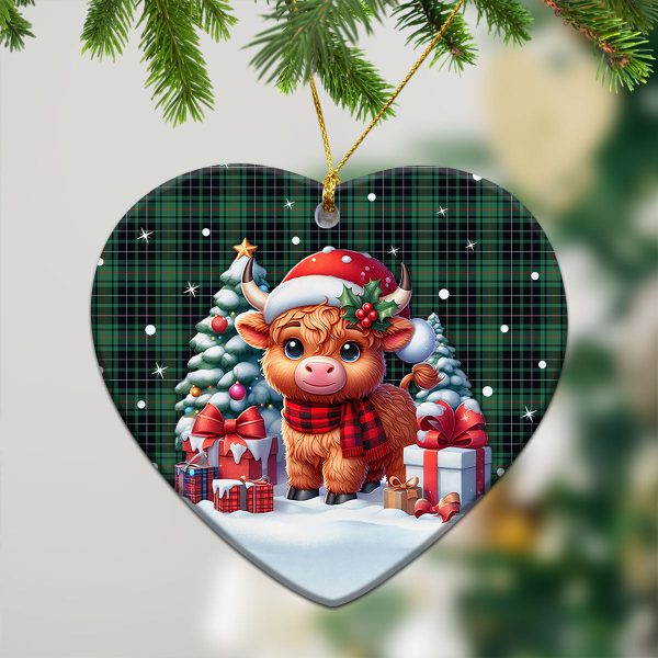 MacAuley Hunting Ancient Tartan Christmas Ceramic Ornament - Highland Cow Winter Style on Sale - Image 5