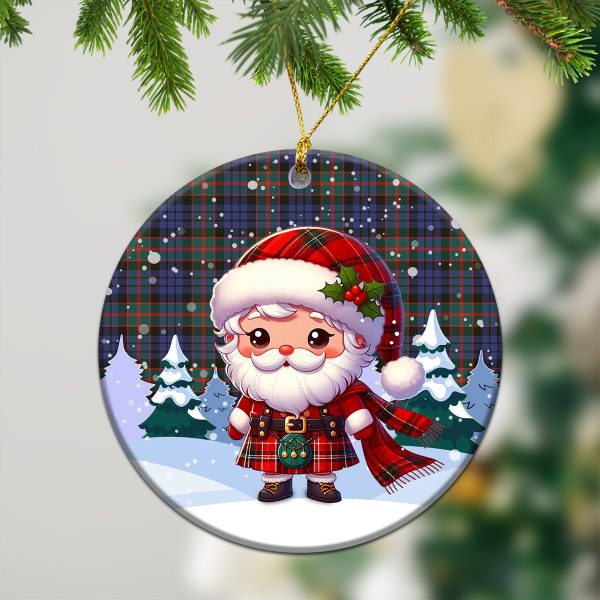 Fletcher of Dunans Tartan Christmas Ceramic Ornament - Santa Claus In Kilt Style Fashion - Image 2