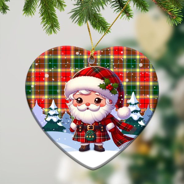 Gibson Tartan Christmas Ceramic Ornament - Santa Claus In Kilt Style Fashion - Image 5