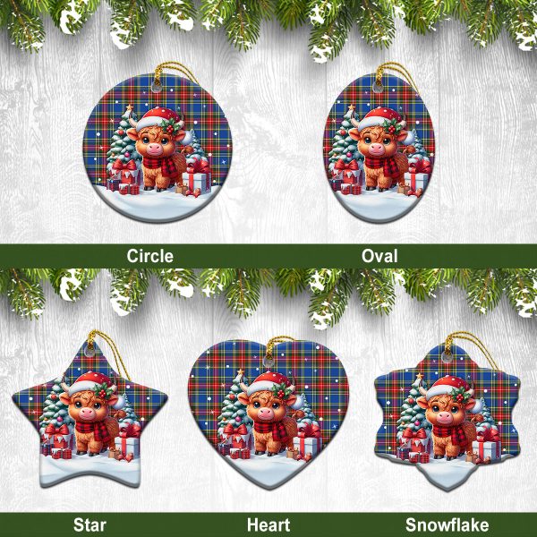 MacBeth Modern Tartan Christmas Ceramic Ornament - Highland Cow Winter Style For Sale