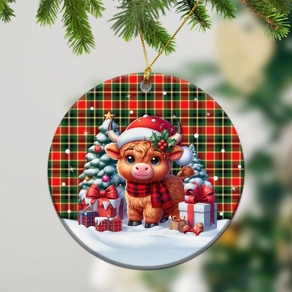 McLachlan Hunting Modern Tartan Christmas Ceramic Ornament - Highland Cow Winter Style For Cheap - Image 2