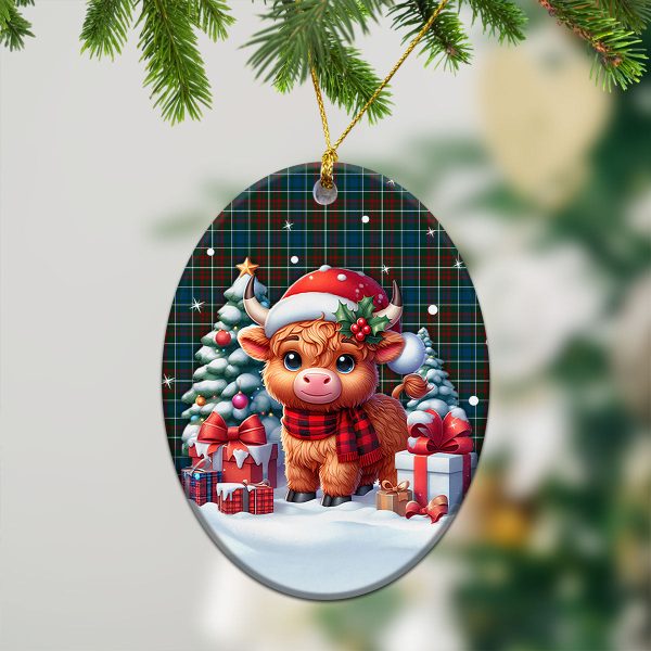 McConnell Tartan Christmas Ceramic Ornament - Highland Cow Winter Style Supply - Image 3