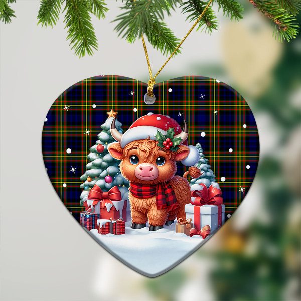 MacLellan Modern Tartan Christmas Ceramic Ornament - Highland Cow Winter Style Discount - Image 5