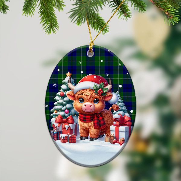 Oliphant Modern Tartan Christmas Ceramic Ornament - Highland Cow Winter Style For Discount - Image 3