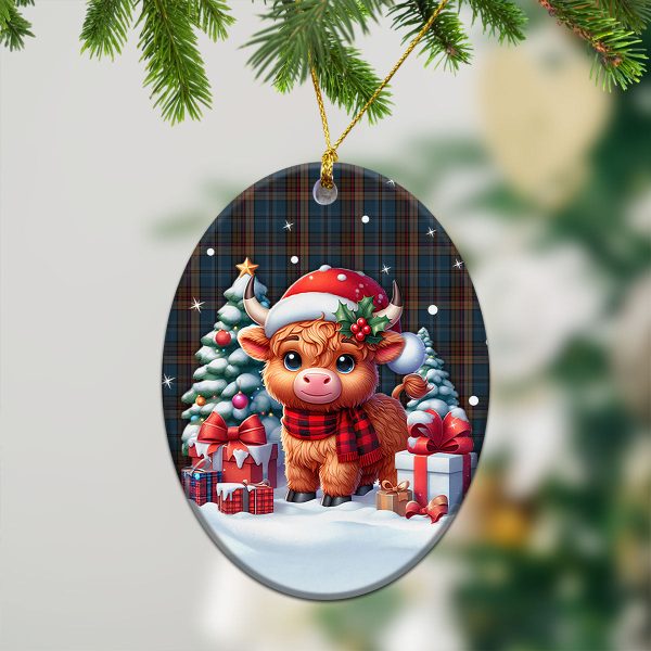 Renton Tartan Christmas Ceramic Ornament - Highland Cow Winter Style Online Sale - Image 3