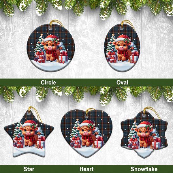 Renton Tartan Christmas Ceramic Ornament - Highland Cow Winter Style Online Sale