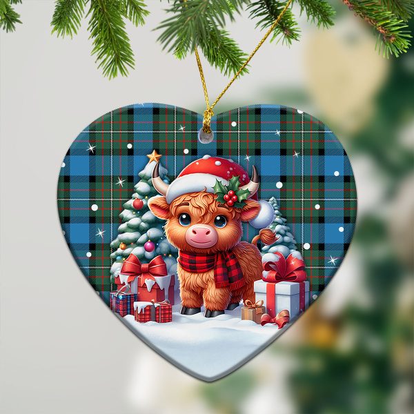 Fergusson Ancient Tartan Christmas Ceramic Ornament - Highland Cow Winter Style Cheap - Image 5