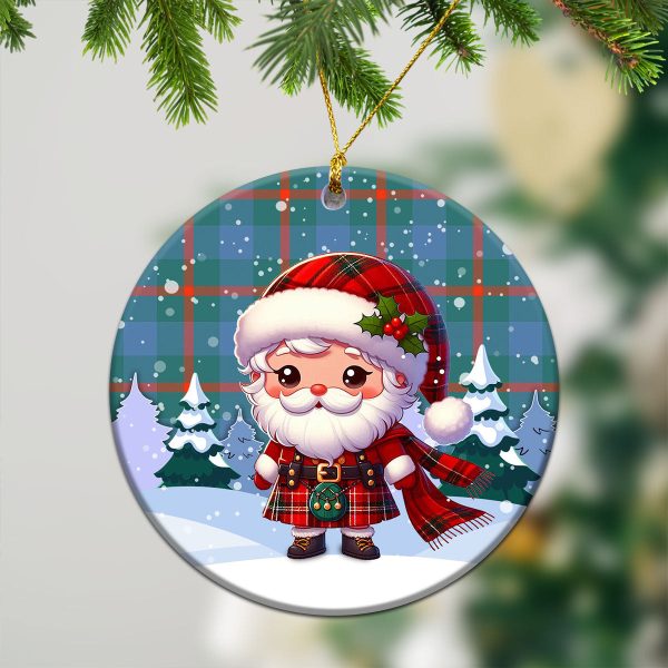 Agnew Ancient Tartan Christmas Ceramic Ornament - Santa Claus In Kilt Style Supply - Image 2