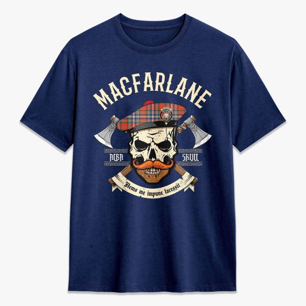 MacFarlane Ancient Tartan Crest 2D T-shirt - Alba Skull Style Hot on Sale - Image 3