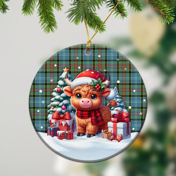 Porterfield Tartan Christmas Ceramic Ornament - Highland Cow Winter Style Discount - Image 2