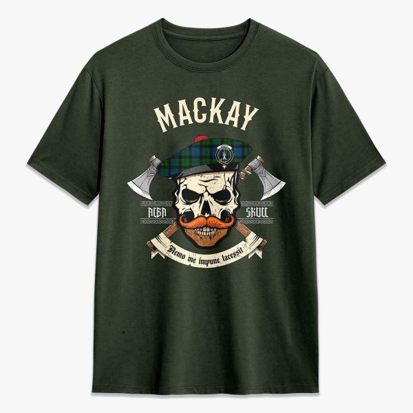 MacKay Modern Tartan Crest 2D T-shirt - Alba Skull Style on Sale - Image 5