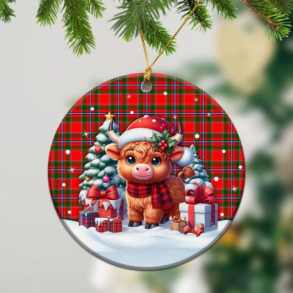 Maule Tartan Christmas Ceramic Ornament - Highland Cow Winter Style Online Sale - Image 2