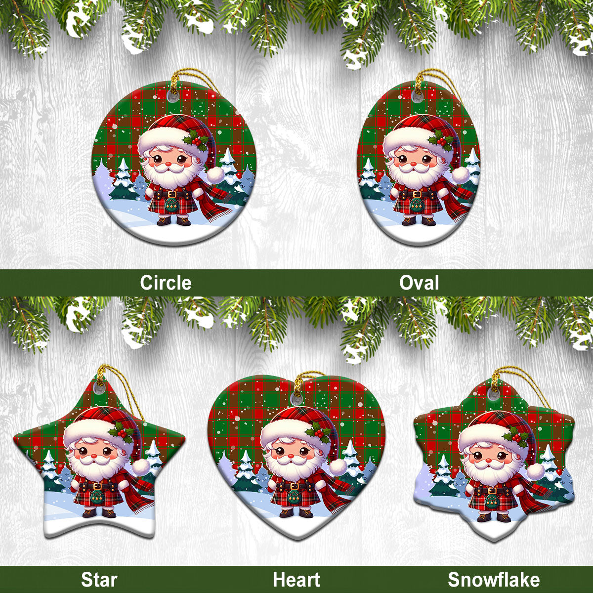 Middleton Modern Tartan Christmas Ceramic Ornament – Santa Claus In Kilt Style Online now