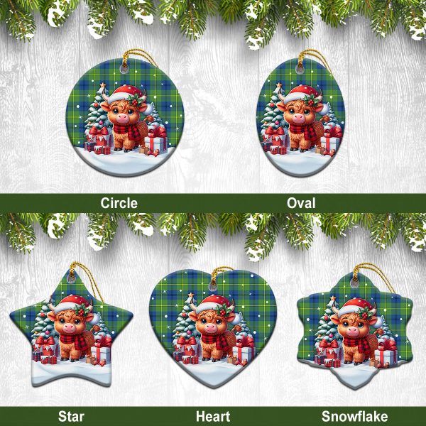 Johnson Ancient Tartan Christmas Ceramic Ornament - Highland Cow Winter Style Sale