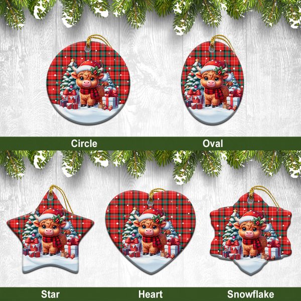 Stewart (Stuart) of Bute Tartan Christmas Ceramic Ornament - Highland Cow Winter Style Cheap