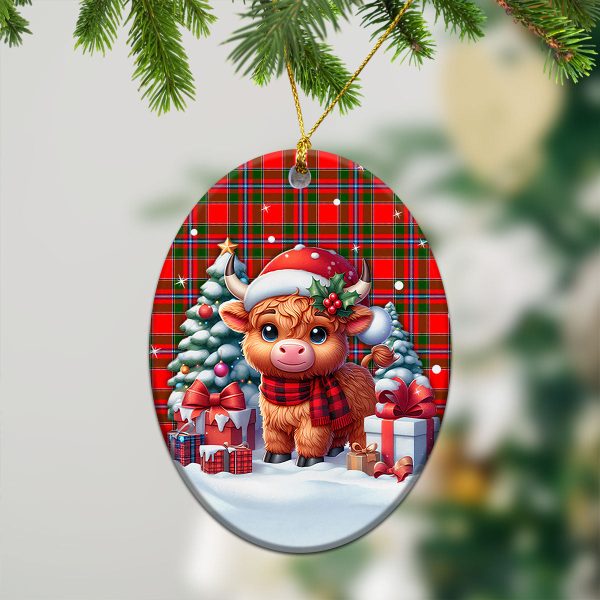 Maule Tartan Christmas Ceramic Ornament - Highland Cow Winter Style Online Sale - Image 3