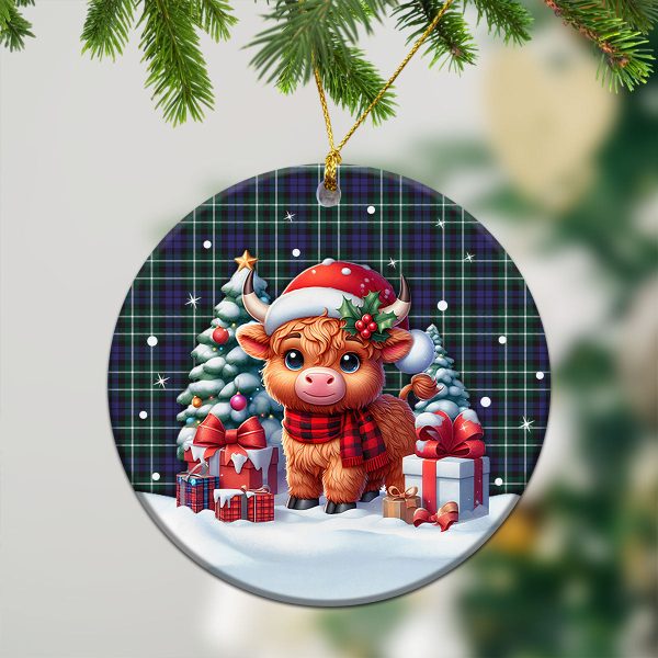 Graham of Montrose Modern Tartan Christmas Ceramic Ornament - Highland Cow Winter Style For Sale - Image 2