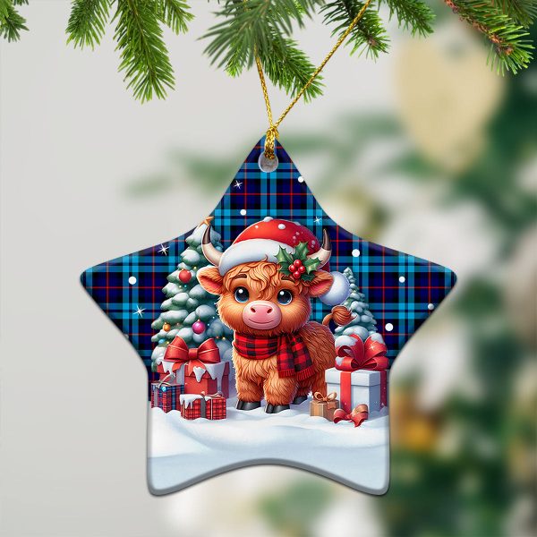 McCorquodale Tartan Christmas Ceramic Ornament - Highland Cow Winter Style Cheap - Image 4