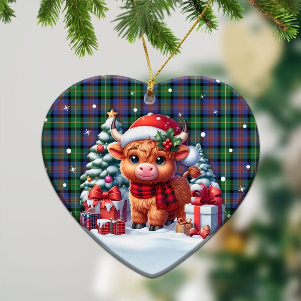 McLennan Ancient Tartan Christmas Ceramic Ornament - Highland Cow Winter Style Online now - Image 5