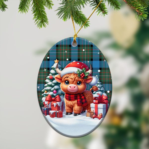 Fergusson Ancient Tartan Christmas Ceramic Ornament - Highland Cow Winter Style Cheap - Image 3