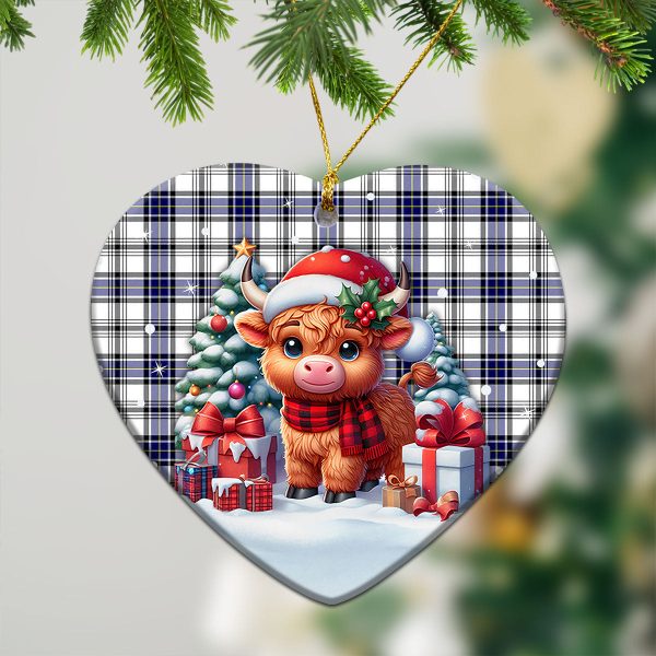 Hannay Modern Tartan Christmas Ceramic Ornament - Highland Cow Winter Style For Sale - Image 5
