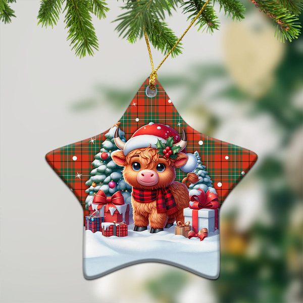 McAulay Ancient Tartan Christmas Ceramic Ornament - Highland Cow Winter Style Online - Image 4