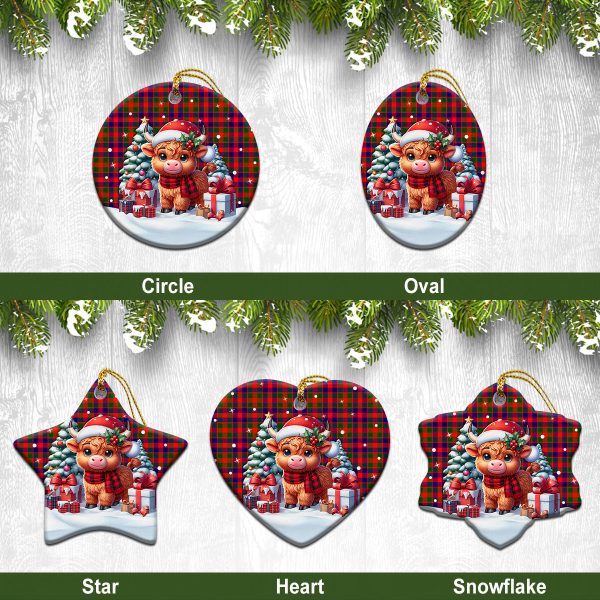 Gow (of Skeoch) Tartan Christmas Ceramic Ornament - Highland Cow Winter Style Discount