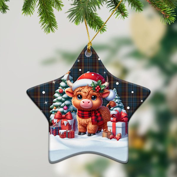 Renton Tartan Christmas Ceramic Ornament - Highland Cow Winter Style Online Sale - Image 4