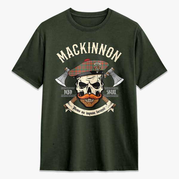 MacKinnon Ancient Tartan Crest 2D T-shirt - Alba Skull Style Supply - Image 5