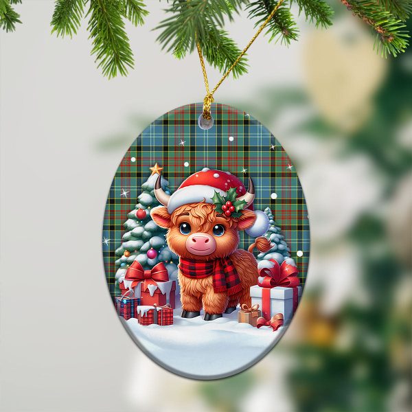 Porterfield Tartan Christmas Ceramic Ornament - Highland Cow Winter Style Discount - Image 3
