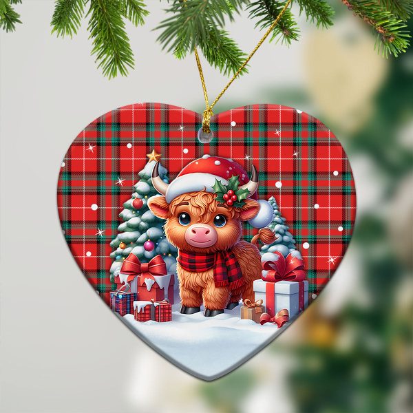 Stewart (Stuart) of Bute Tartan Christmas Ceramic Ornament - Highland Cow Winter Style Cheap - Image 5