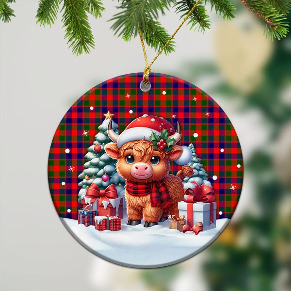 Gow (of Skeoch) Tartan Christmas Ceramic Ornament - Highland Cow Winter Style Discount - Image 2