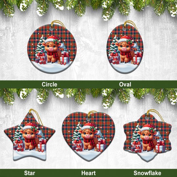 McDuff Ancient Tartan Christmas Ceramic Ornament - Highland Cow Winter Style Hot on Sale